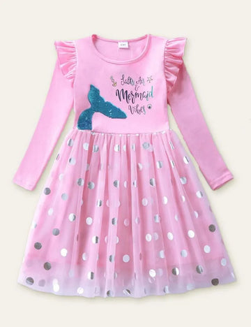Mermaid Sequin Mesh Long Sleeve Dress - Mini Taylor